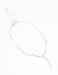 Silver Cubic Zirconia Vine Y-Necklace