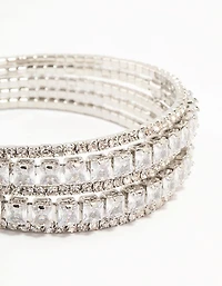 Poignet en zircone cubique en argent superposé
