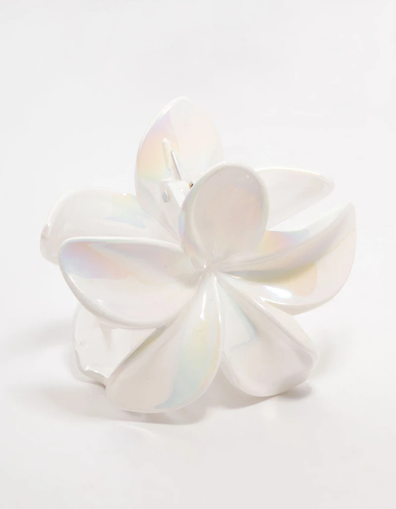 White Frangipani Claw Clip