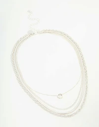 Silver Chain & Diamante Layered Necklace