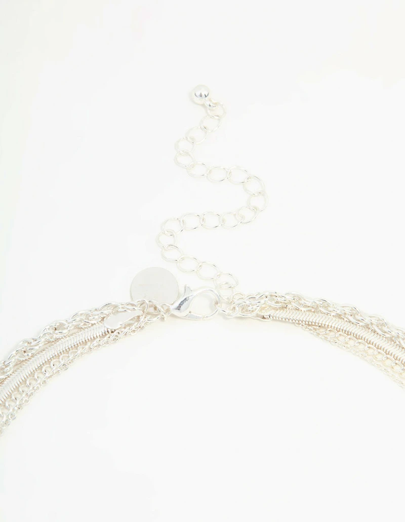 Silver Chain & Diamante Layered Necklace