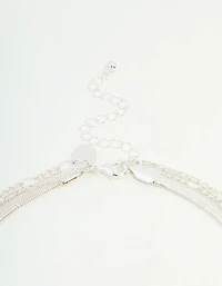 Silver Chain & Figaro Heart Locket Layered Necklace