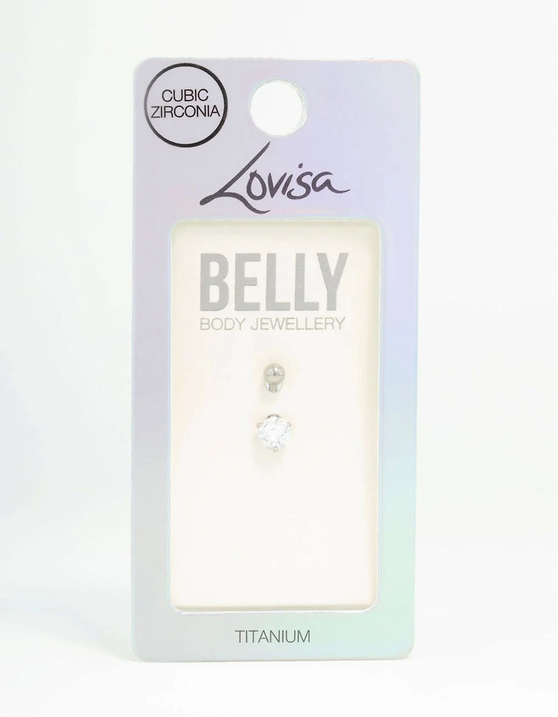 Titanium Round Cubic Zirconia Mini Belly Bar