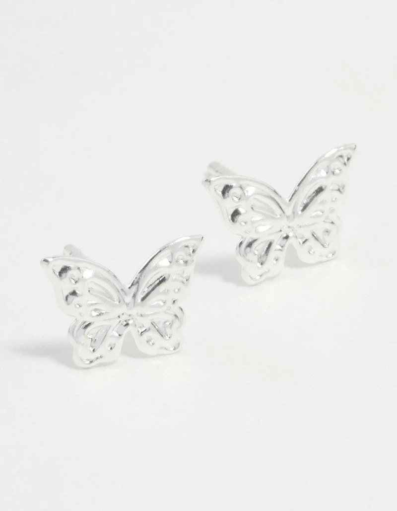 Sterling Silver Butterfly Stud Earrings