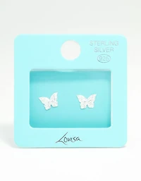 Sterling Silver Butterfly Stud Earrings