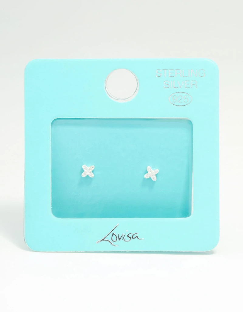Mini Sterling Silver Cubic Zirconia Flower Stud Earrings