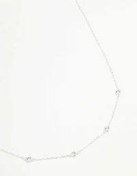 Sterling Silver Circle Cubic Zirconia  Chain Necklace