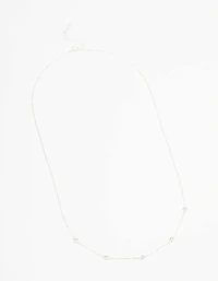 Sterling Silver Circle Cubic Zirconia  Chain Necklace