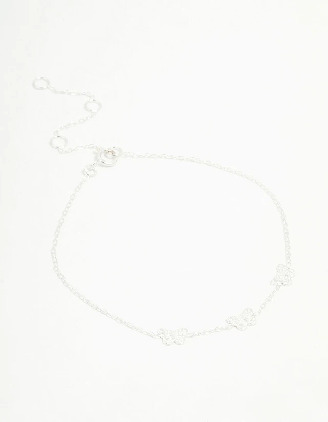 Sterling Silver Butterfly Trio Bracelet