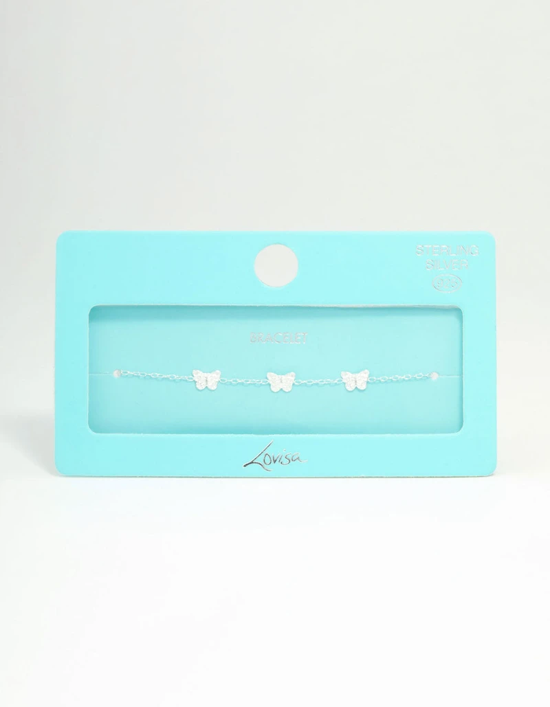 Sterling Silver Butterfly Trio Bracelet