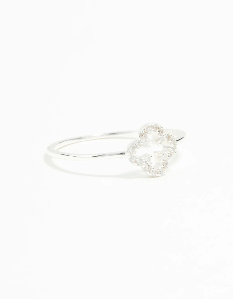 Sterling Silver Cubic Zirconia Flower Ring