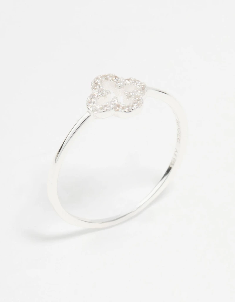 Sterling Silver Cubic Zirconia Flower Ring