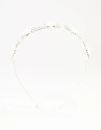 Silver Mini Crystal Flower Double Headband