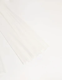 White Tulle Fabric Bow Clip