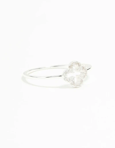 Sterling Silver Cubic Zirconia Flower Ring