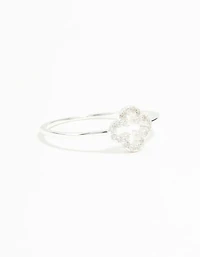 Sterling Silver Cubic Zirconia Flower Ring