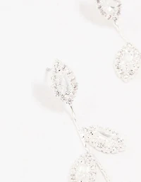 Silver Cubic Zirconia Leaf Drop Earrings