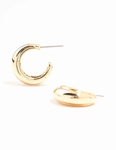 Gold Line Edge Small Hoop Earrings