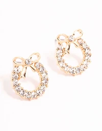 Diamante Wreath Gold Stud Earrings
