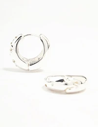 Silver Diamante Clicker Huggie Earrings