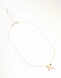 Rose Gold Pearl Bow Necklace