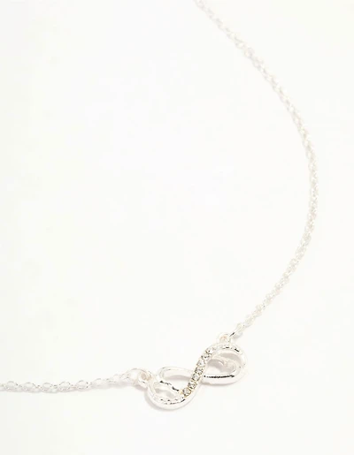 Silver Diamante Infinity With Heart Necklace