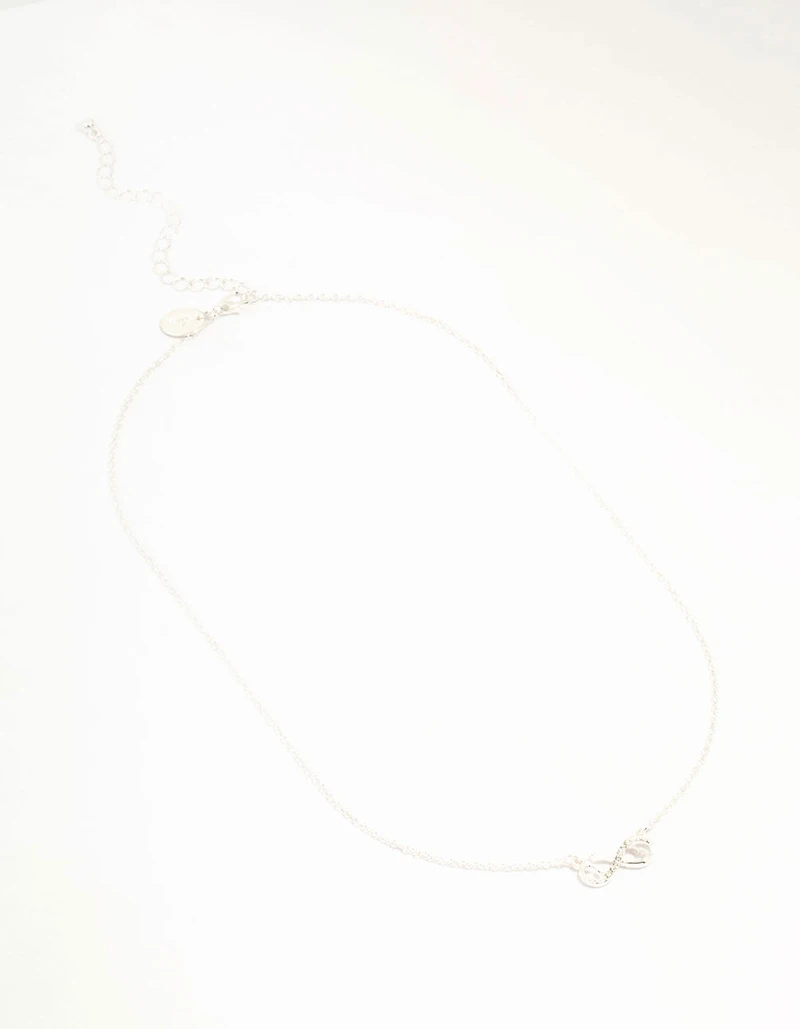 Silver Diamante Infinity With Heart Necklace