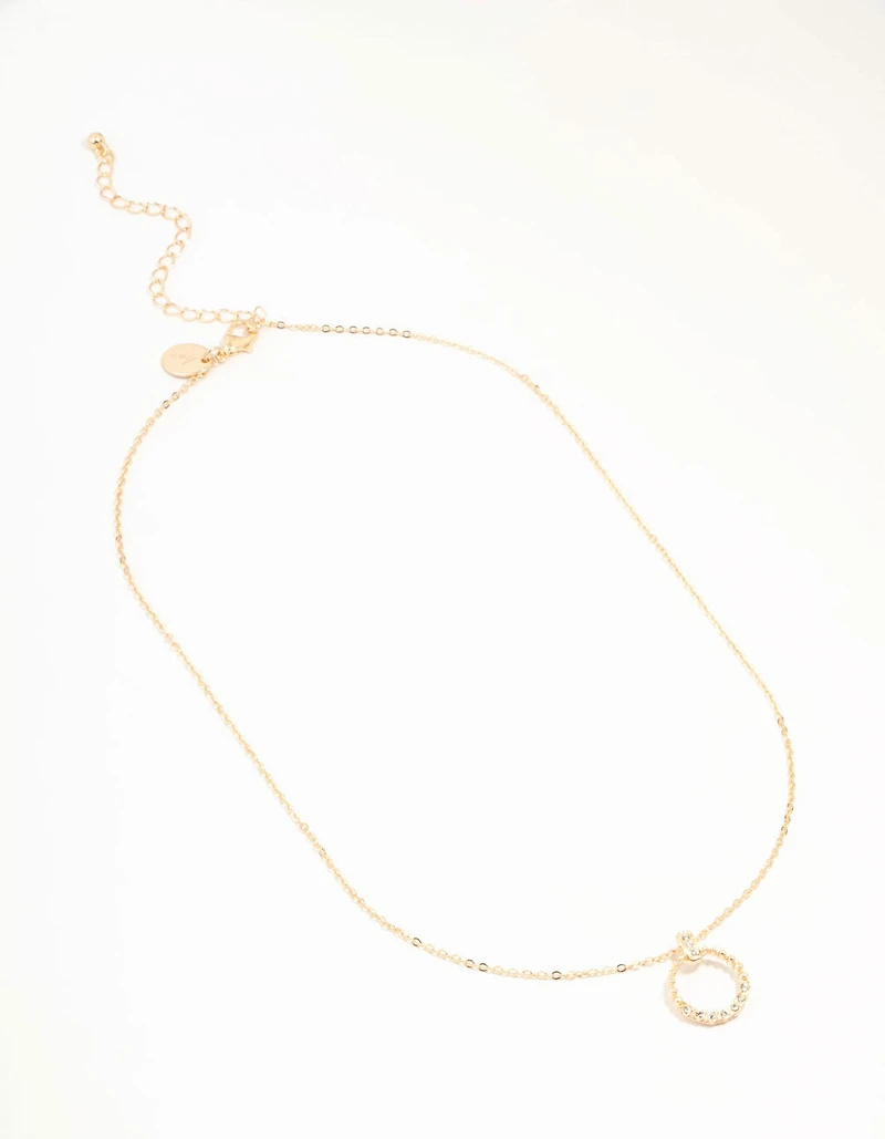 Gold Open Diamante Circle Necklace