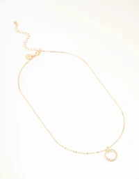 Gold Open Diamante Circle Necklace