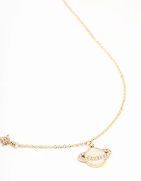Gold Enamel Planet Drop Necklace