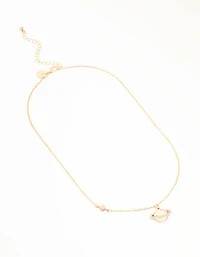 Gold Enamel Planet Drop Necklace