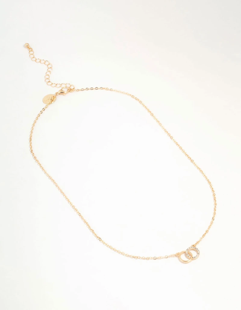 Gold Diamante Open Circle Necklace