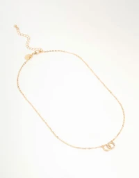 Gold Diamante Open Circle Necklace