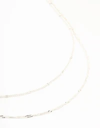 Silver Rope Layered Chain Necklace
