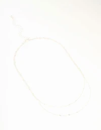 Silver Rope Layered Chain Necklace