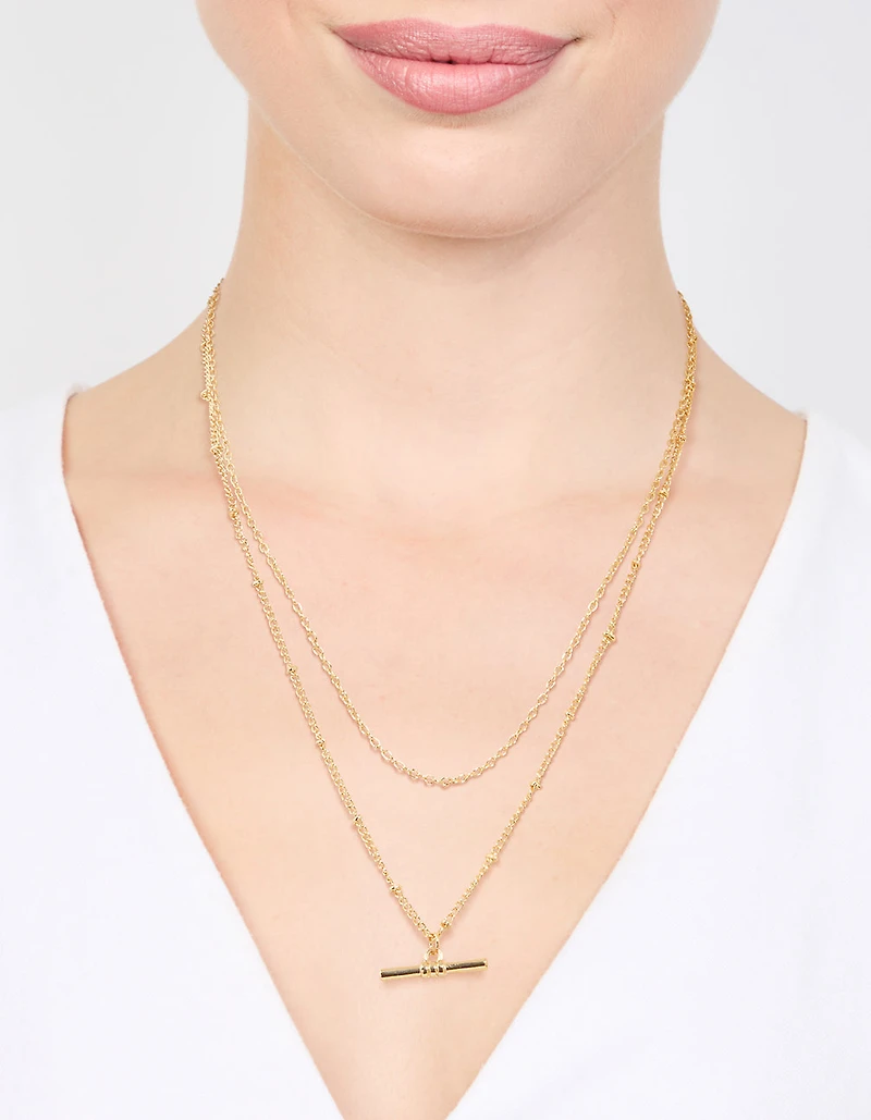 Gold Layered Bar Necklace