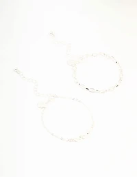 Silver Chain Link & Pearl Bracelets 2-Pack