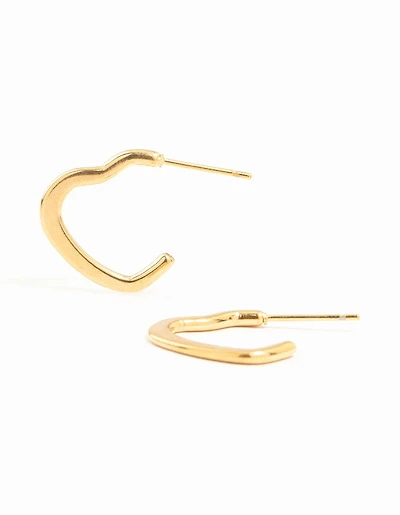 Boucles d’oreilles cerceaux en forme de cœur en acier chirurgical plaqué or