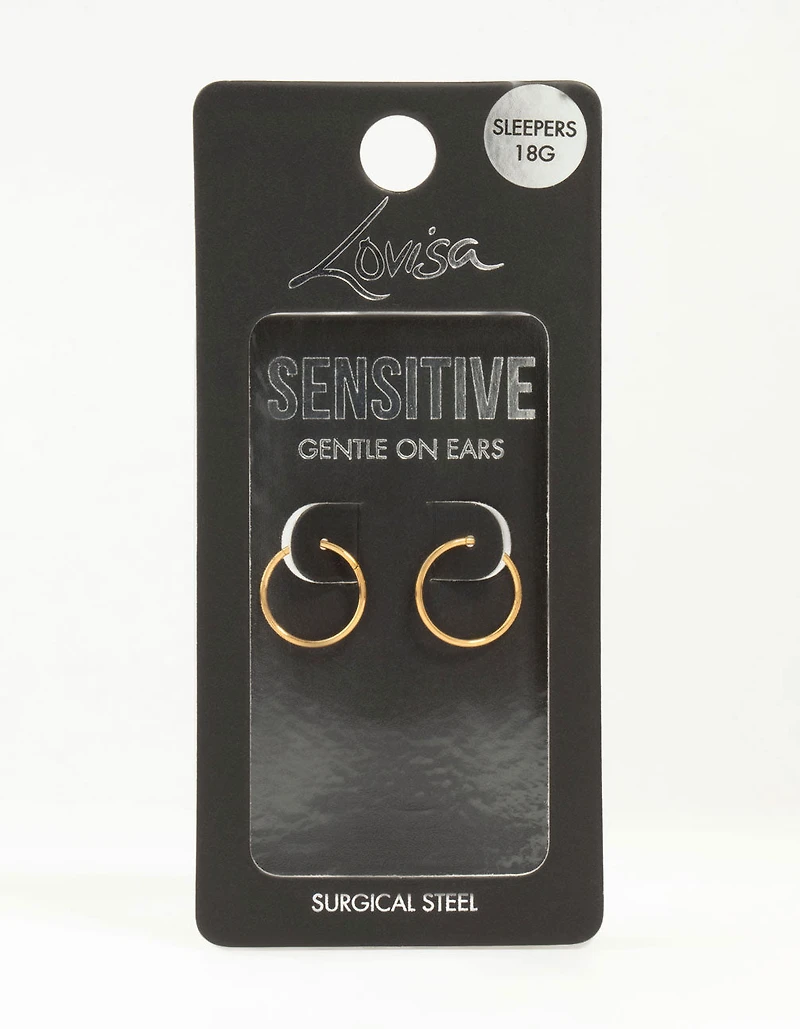 Gold Plated Surgical Steel Medium Sleeper Earrings 12 mm