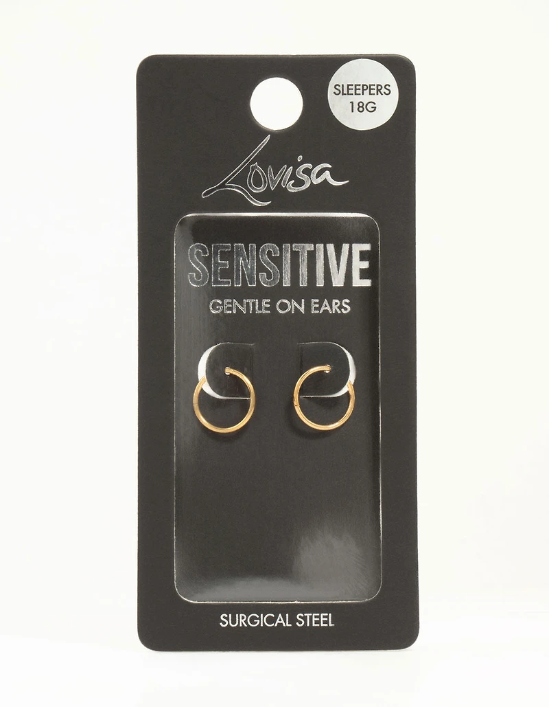 Gold Plated Surgical Steel Medium Sleeper Earrings 10 mm