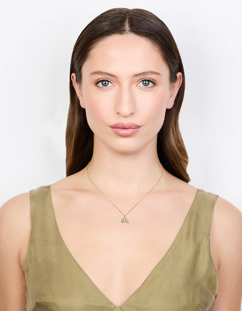 Collier arc-en-ciel en diamants dorés