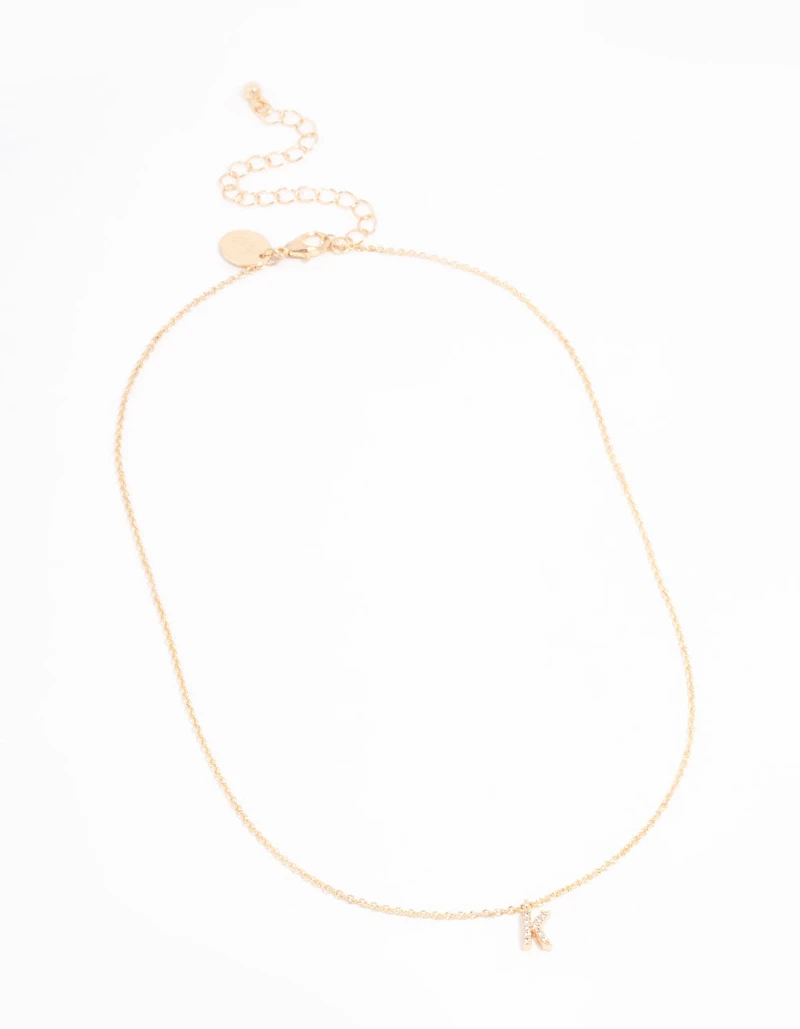 Gold Plated Cubic Zirconia Letter K Necklace