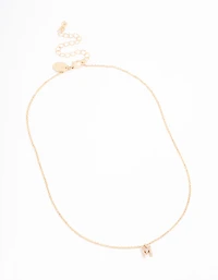 Gold Plated Cubic Zirconia Letter M  Necklace