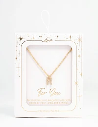 Gold Plated Cubic Zirconia Letter M  Necklace