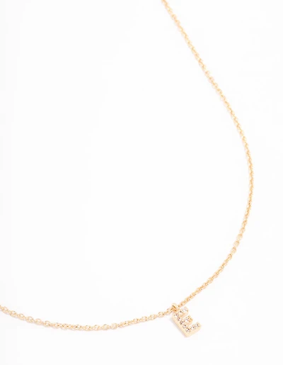 Gold Plated Cubic Zirconia Letter E Necklace