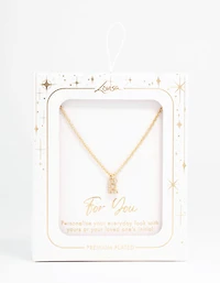 Gold Plated Cubic Zirconia Letter E Necklace