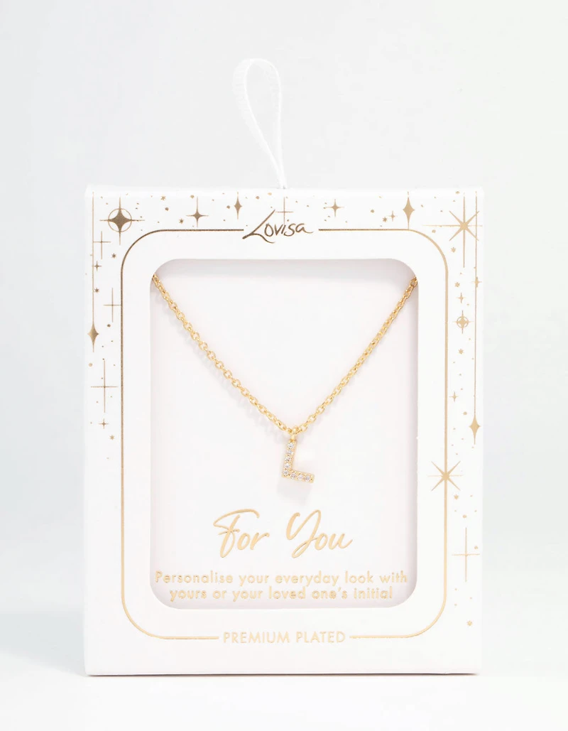 Gold Plated Cubic Zirconia Letter Necklace