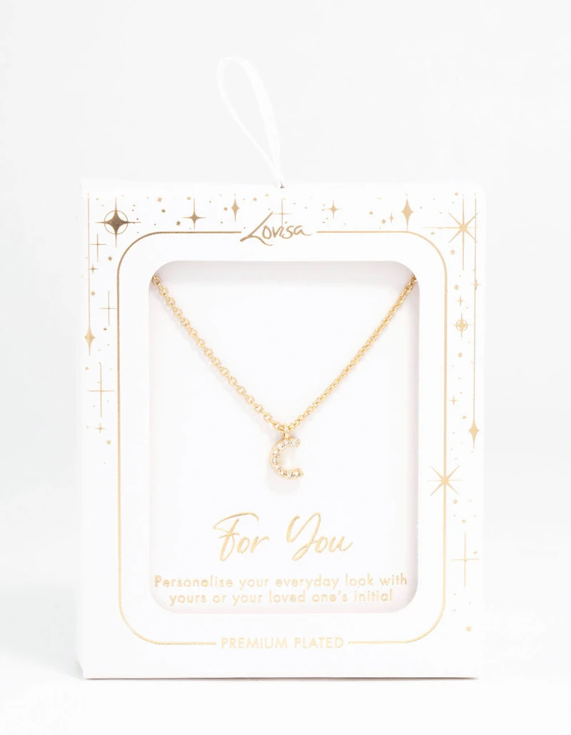 Gold Plated Cubic Zirconia Letter C Necklace