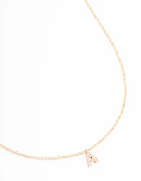 Gold Plated Cubic Zirconia Letter A Necklace