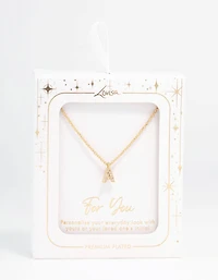 Gold Plated Cubic Zirconia Letter A Necklace